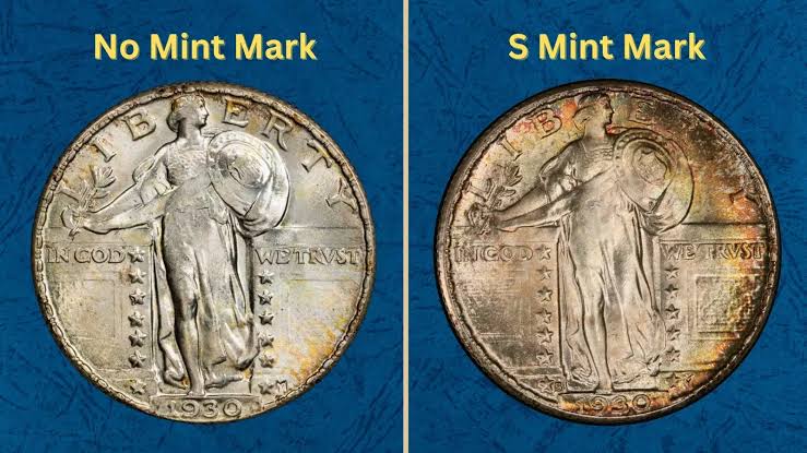 Group of 1930 Standing Liberty Quarters from both Philadelphia and San Francisco mints arranged to show variety of grades and surfaces
